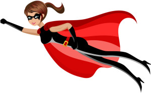 Superhero Woman Flying Isolated