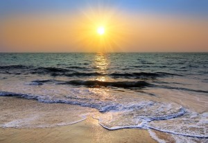 beauty landscape with sunset over sea